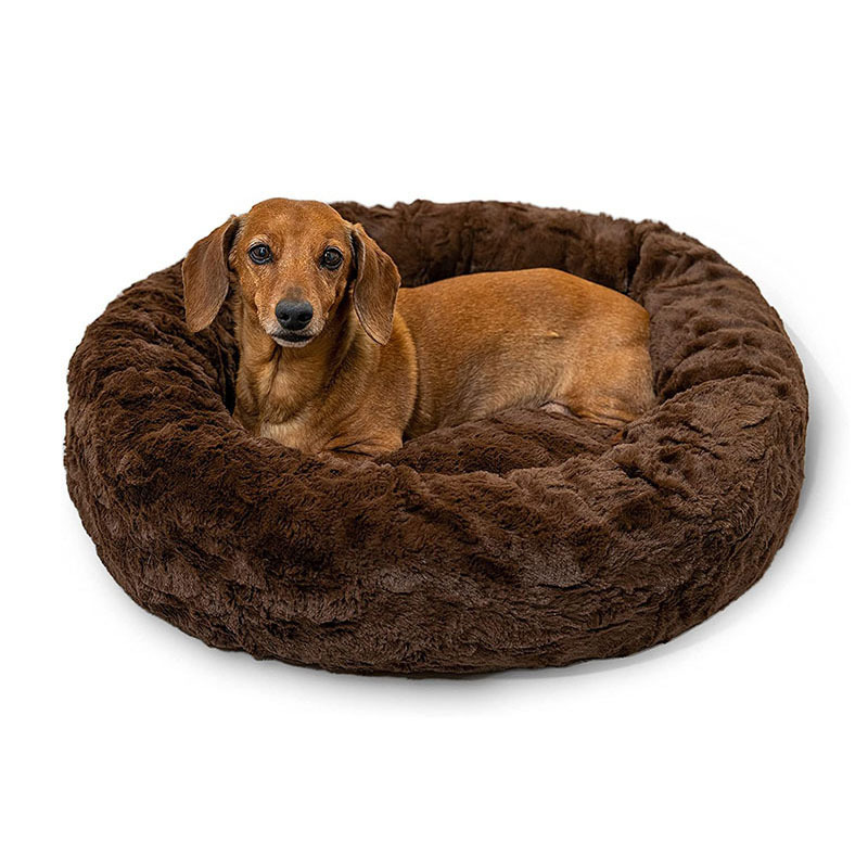 High Quality Gray Pet Donut Nest S M L XL XXL Washable Calming Dog Bed for Wholesale