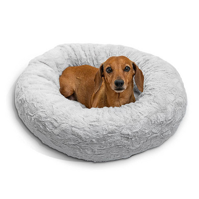 High Quality Gray Pet Donut Nest S M L XL XXL Washable Calming Dog Bed for Wholesale