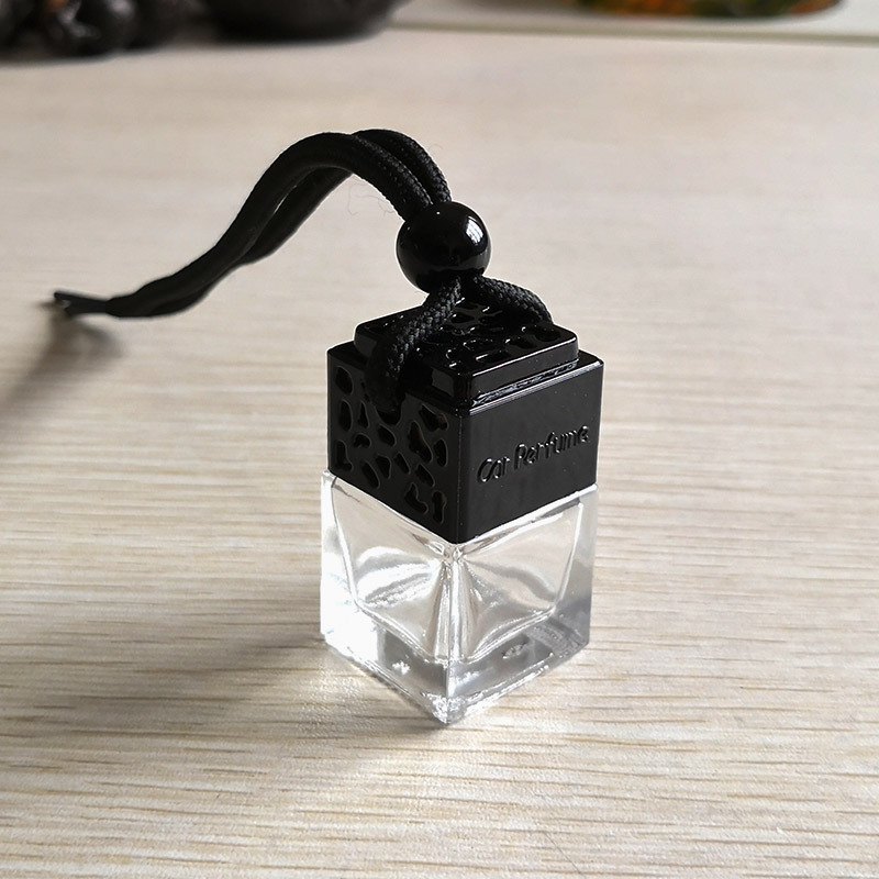 8ml Car Diffuser Bottle Professional Oil Bottles Hanging Car Perfume Bottle Square Gold Silver Black Cap Car Air Freshener