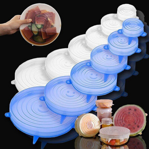 6pcs Stretch silicone lids set Elastic Reusable Food Sealed Covers Lid Adaptable Food Cover Lid