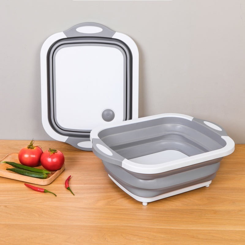 3 in 1 Folding Cutting Board Travel Foldable Cutting Board And Vegetable Draining Basket Collapsible Chopping Board