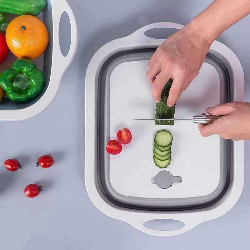 3 in 1 Folding Cutting Board Travel Foldable Cutting Board And Vegetable Draining Basket Collapsible Chopping Board