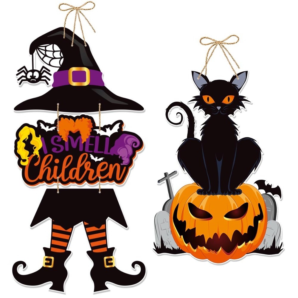 2023 Halloween party decoration pumpkin bat door hanging Ghost festival scene layout Halloween pendant hanging decorations