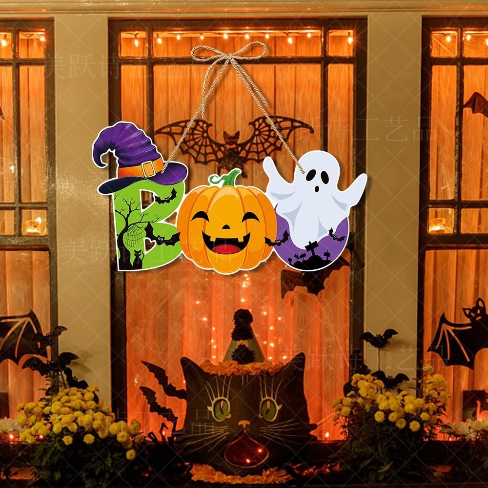 2023 Halloween party decoration pumpkin bat door hanging Ghost festival scene layout Halloween pendant hanging decorations