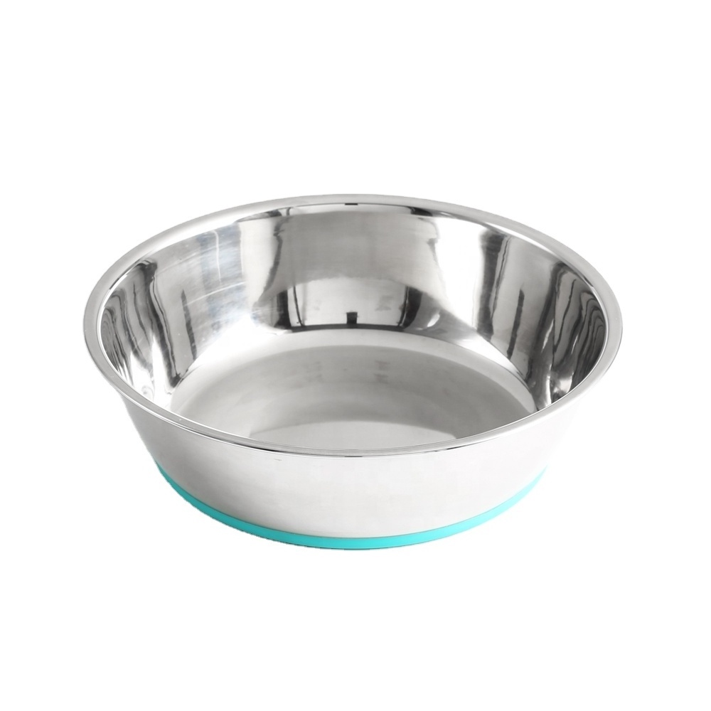 Non Slip Stainless Steel Dog Bowl With Rubber Base Stainless Steel Pet Food Drinking Bowl Dish