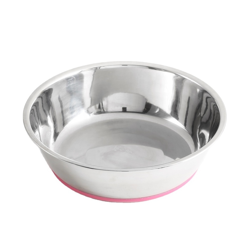 Non Slip Stainless Steel Dog Bowl With Rubber Base Stainless Steel Pet Food Drinking Bowl Dish