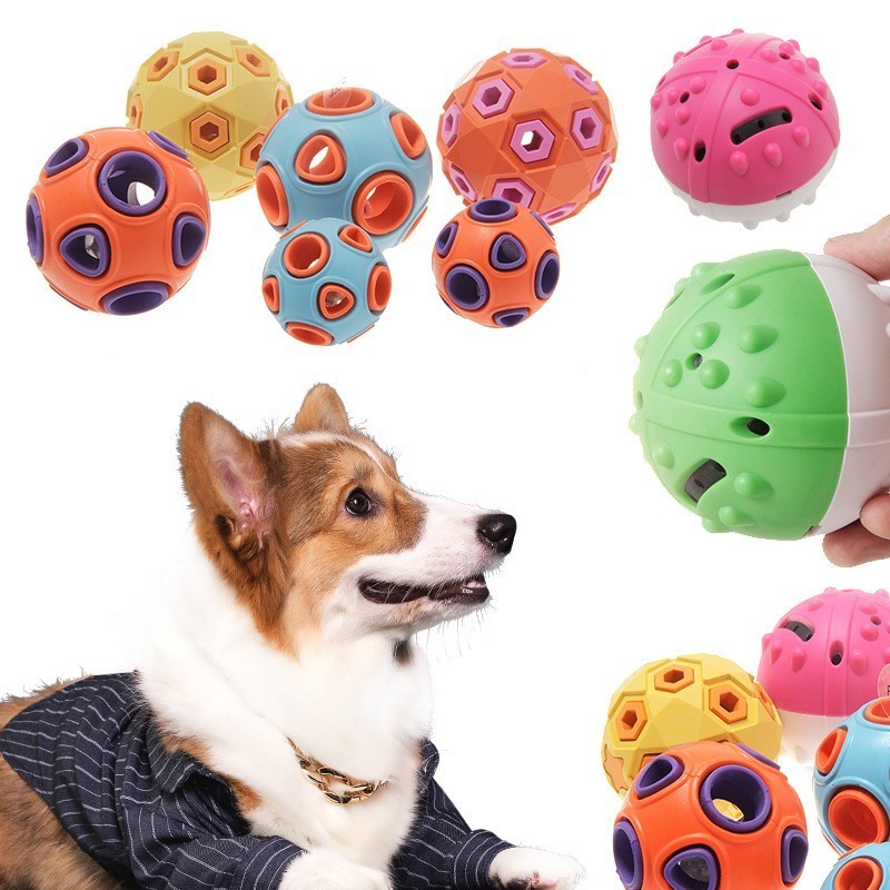 Popular Double-Layered Glowing Dog Balls Rubber Squeaky Bell Light Up Dog Ball Leakage Interesting Fun Pet Interactive Toy