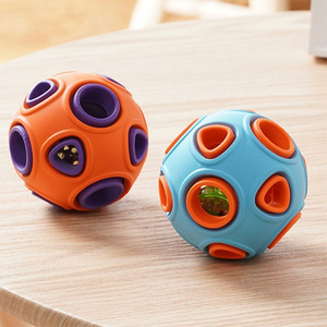 Popular Double-Layered Glowing Dog Balls Rubber Squeaky Bell Light Up Dog Ball Leakage Interesting Fun Pet Interactive Toy