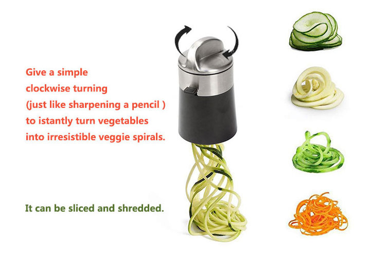 New Design Multifunctional Eco Friendly Plastic Manual Vegetable Fruit Spiral Slicer Cutter Carrot Potato Piece Grater