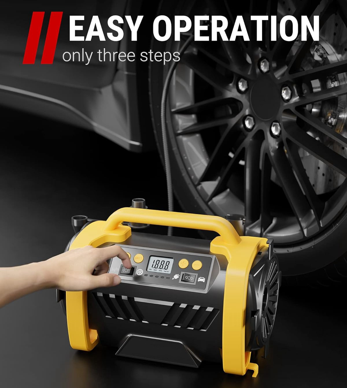 Air Compressor Tire Inflator AC110-240V Electric Digital Tyre Inflator Pump Portable Tire Inflator Compressor with Auto Shut-off