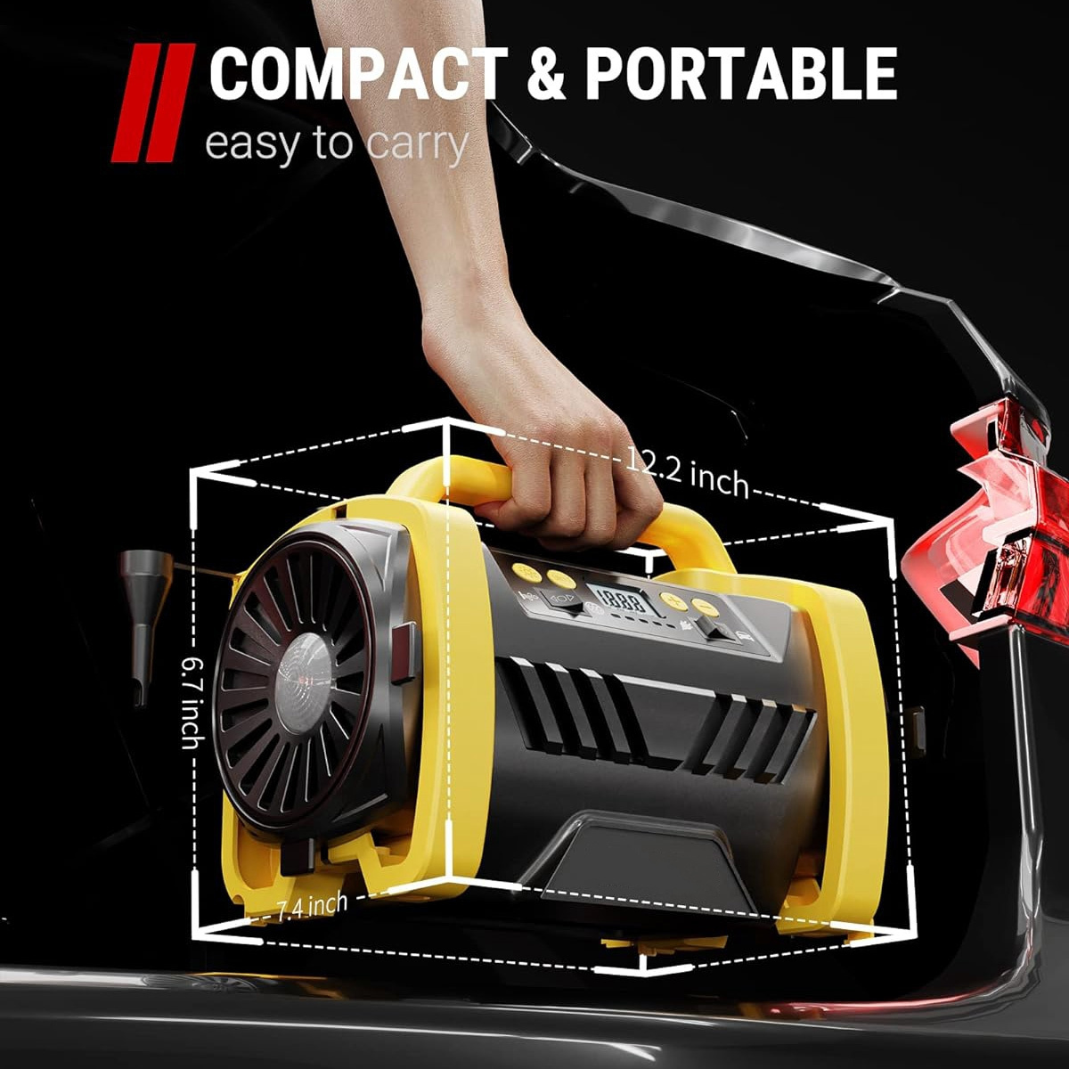 Air Compressor Tire Inflator AC110-240V Electric Digital Tyre Inflator Pump Portable Tire Inflator Compressor with Auto Shut-off