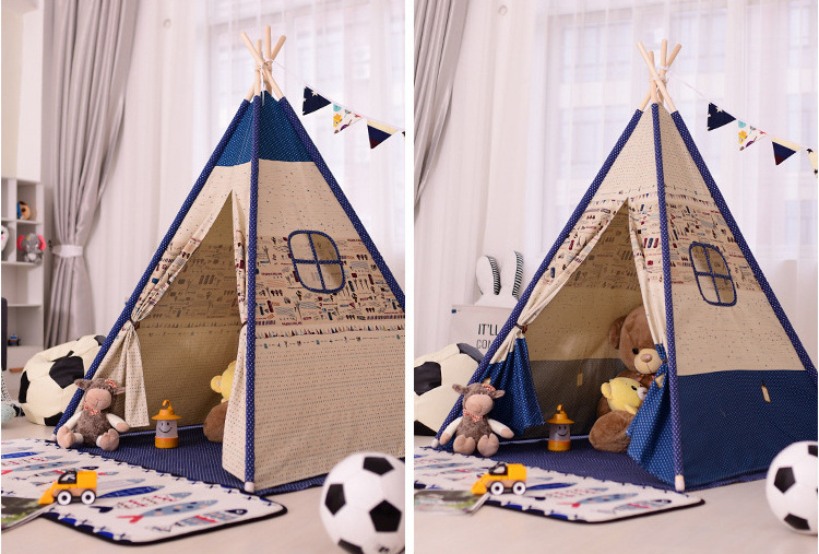 Foldable Camping Tipi Children's Toy Tents Cotton Canvas Teepee Tent