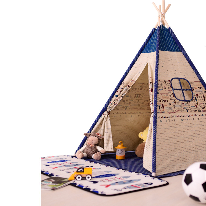 Foldable Camping Tipi Children's Toy Tents Cotton Canvas Teepee Tent