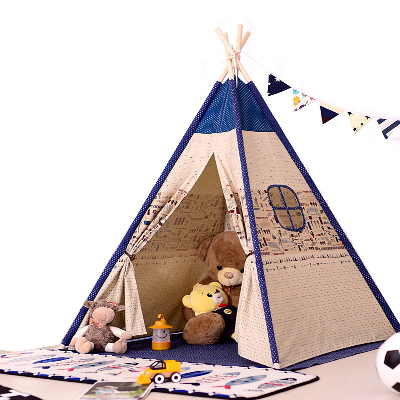 Foldable Camping Tipi Children's Toy Tents Cotton Canvas Teepee Tent