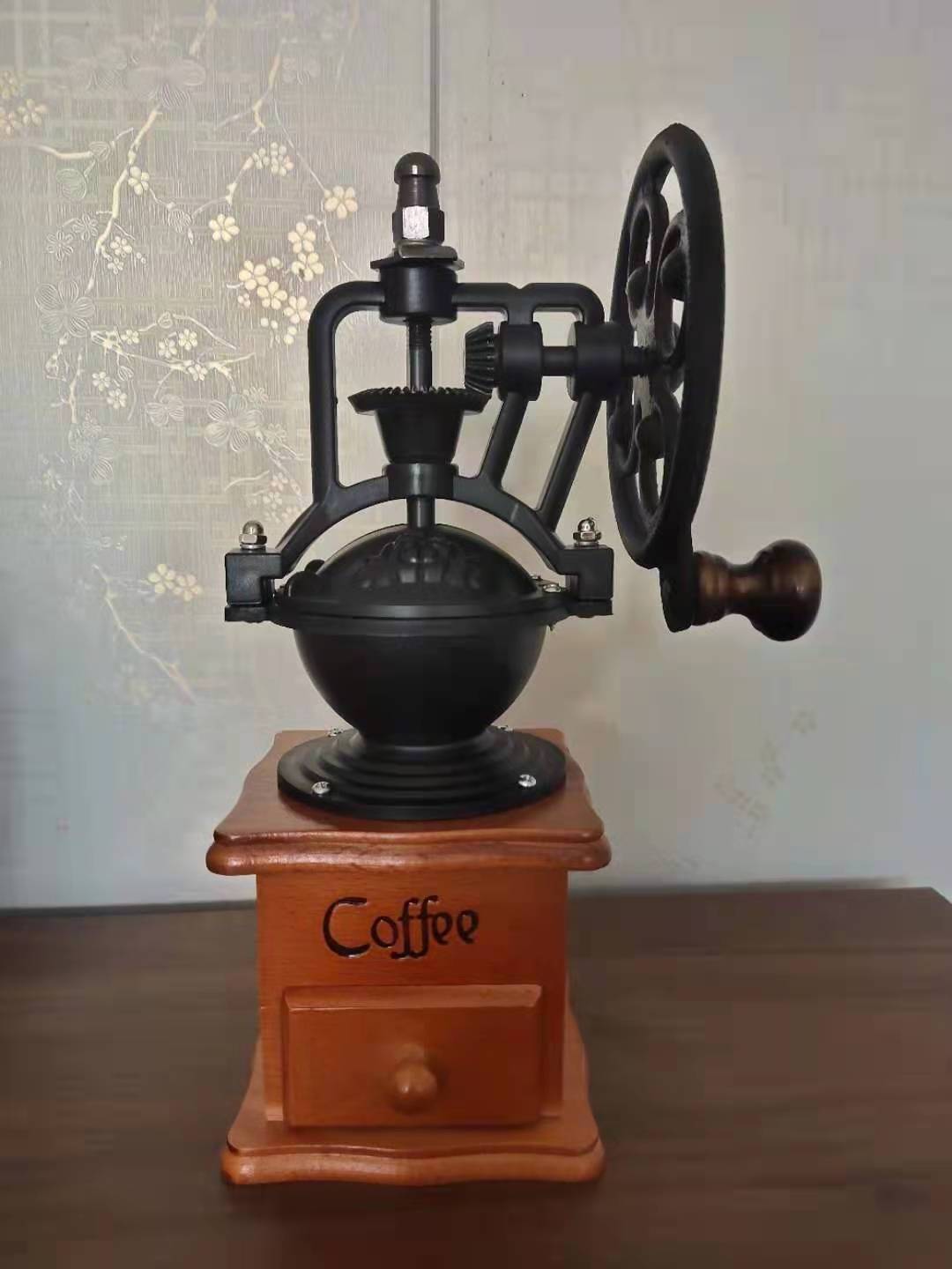 Wholesale high quality home and kitchen retro style ferris wheel hand crank coffee bean mill manual coffee grinder