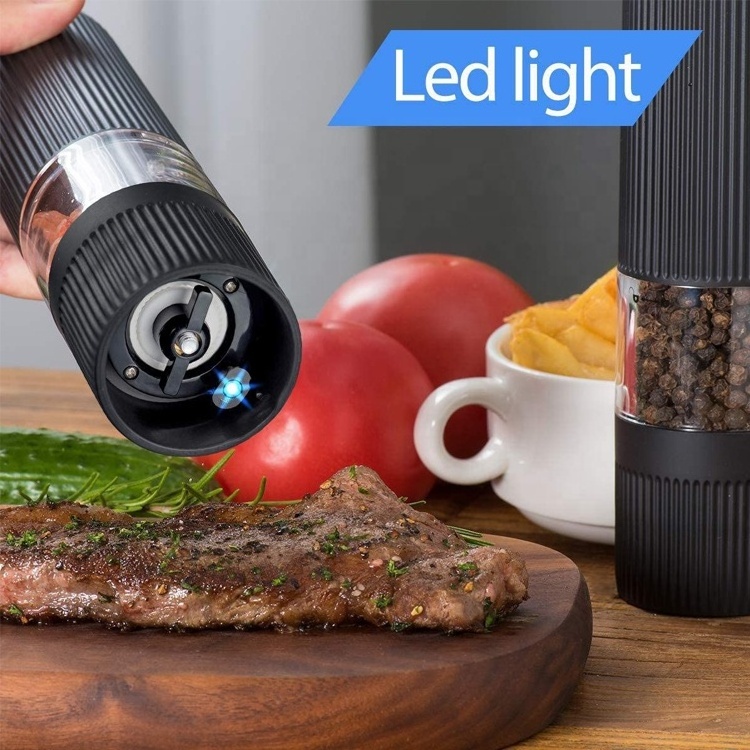 2022 Automatic One Handed Operation Battery Operated Electric Kitchen Salt And Pepper Grinder with Light