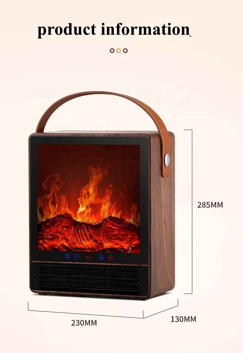 1500W Portable Home Electric Mini Intelligent Flame Fireplace Heater Smart Desk Electrical Heaters for Winter