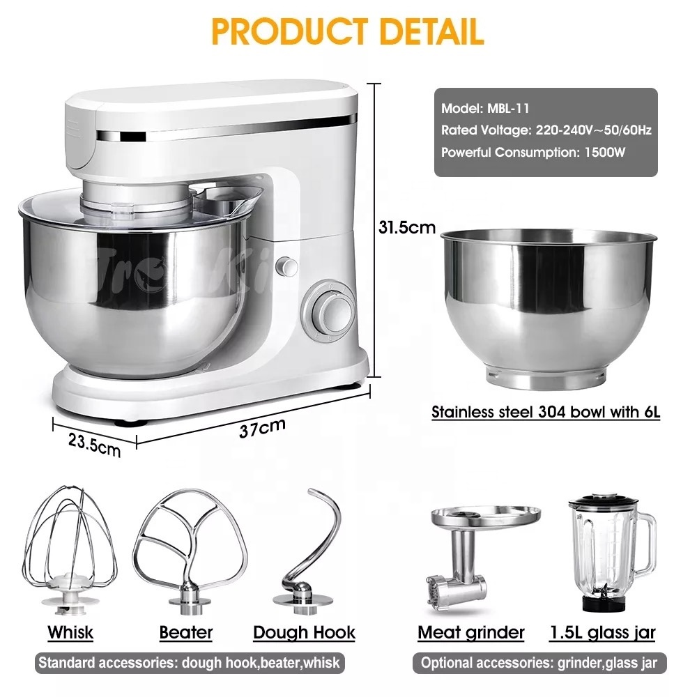 High Speed Mixer Food Cooking Mixer Machine 10L Smart Food Prcocessors Automatic Chicken Kitchen Food Mixer