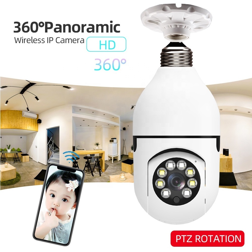 Ceiling Mount AC Power Bulb Light Wireless Camera 90 Degree 360 V380 Pro Wifi Automatic Camera