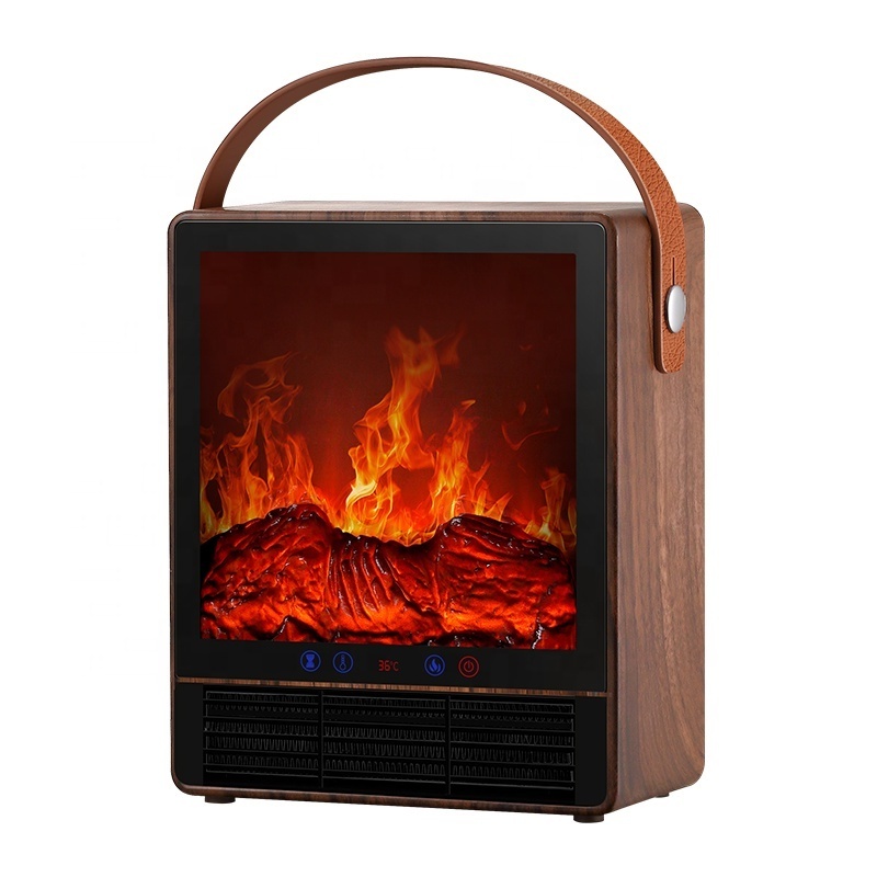 1500W Portable Home Electric Mini Intelligent Flame Fireplace Heater Smart Desk Electrical Heaters for Winter