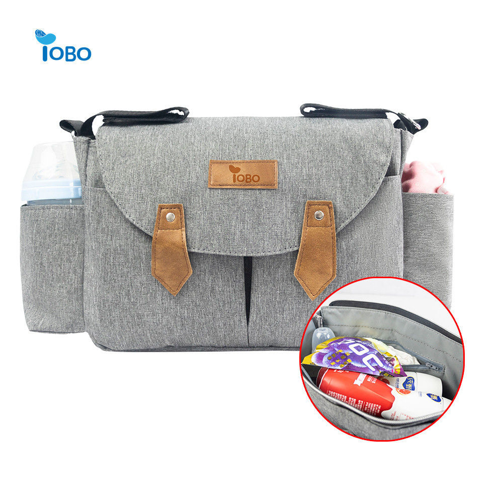 Oxford Large Capacity travel storage bag baby stroller organizer with Hanging cup holder