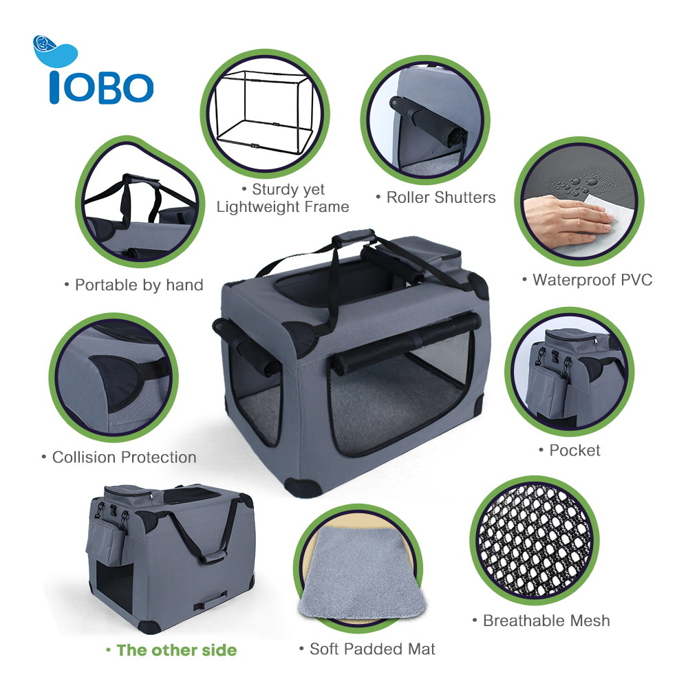 YOBO 3 Door Indoor & Outdoor Dog Travel Kennel  Foldable Soft Dog Crate Dog Travel Crate bag carrier