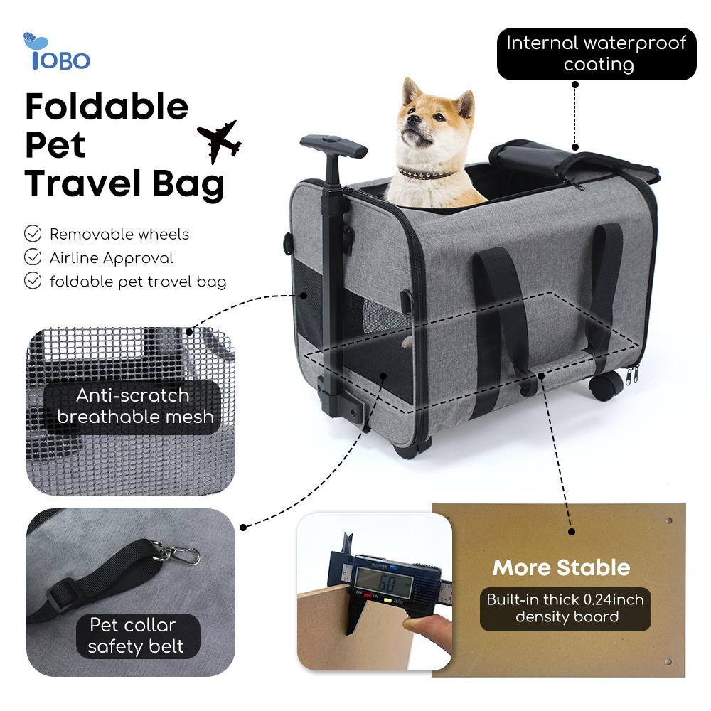 Pet Wheels Rolling Carrier Removable Wheeled Travel Carrier for Pets up