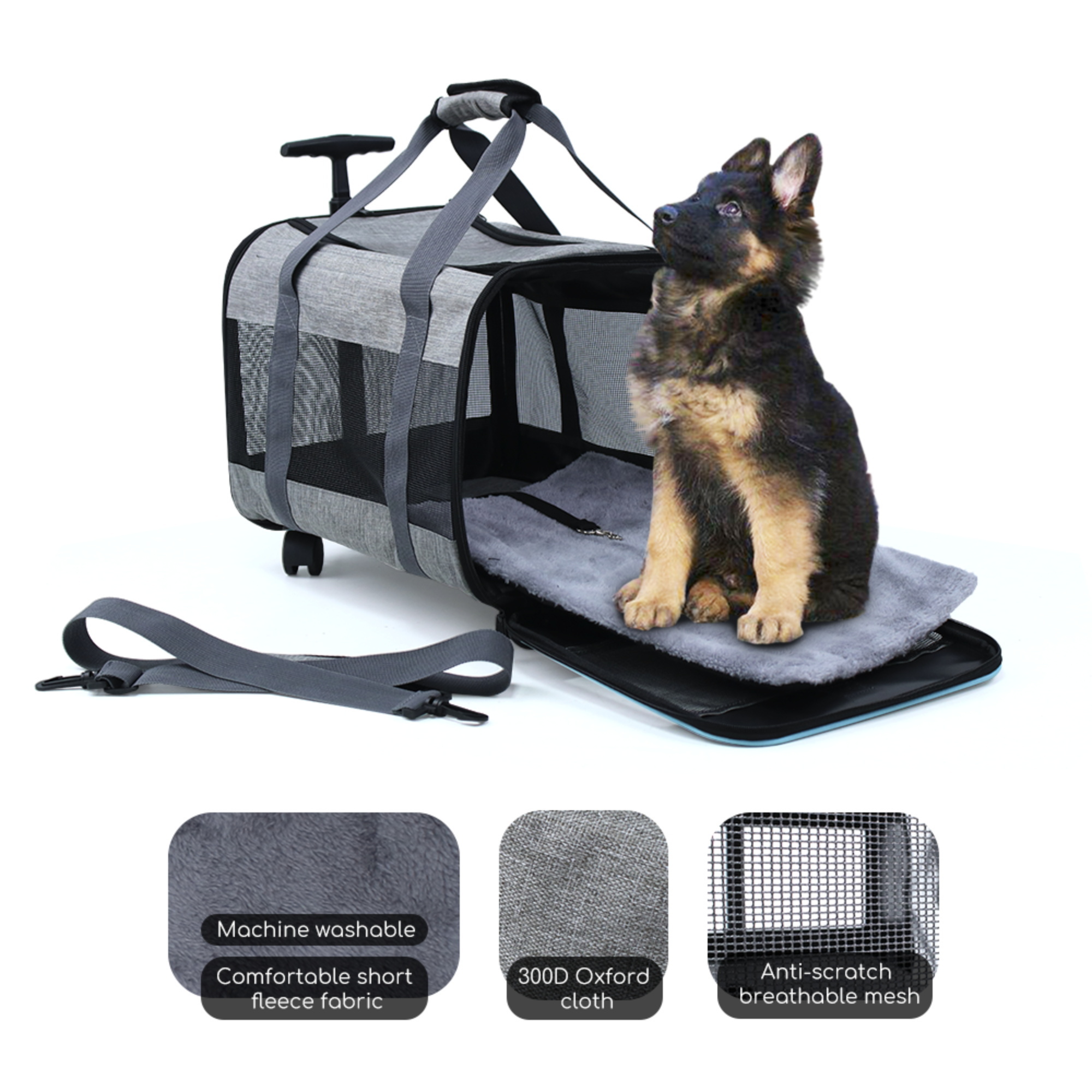 Airline Approved Best Large capacity Stroller Trolley Pet Rolling Pet Bag Dog Cat Carrier with Wheels