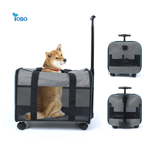 Airline Approved Best Large capacity Stroller Trolley Pet Rolling Pet Bag Dog Cat Carrier with Wheels