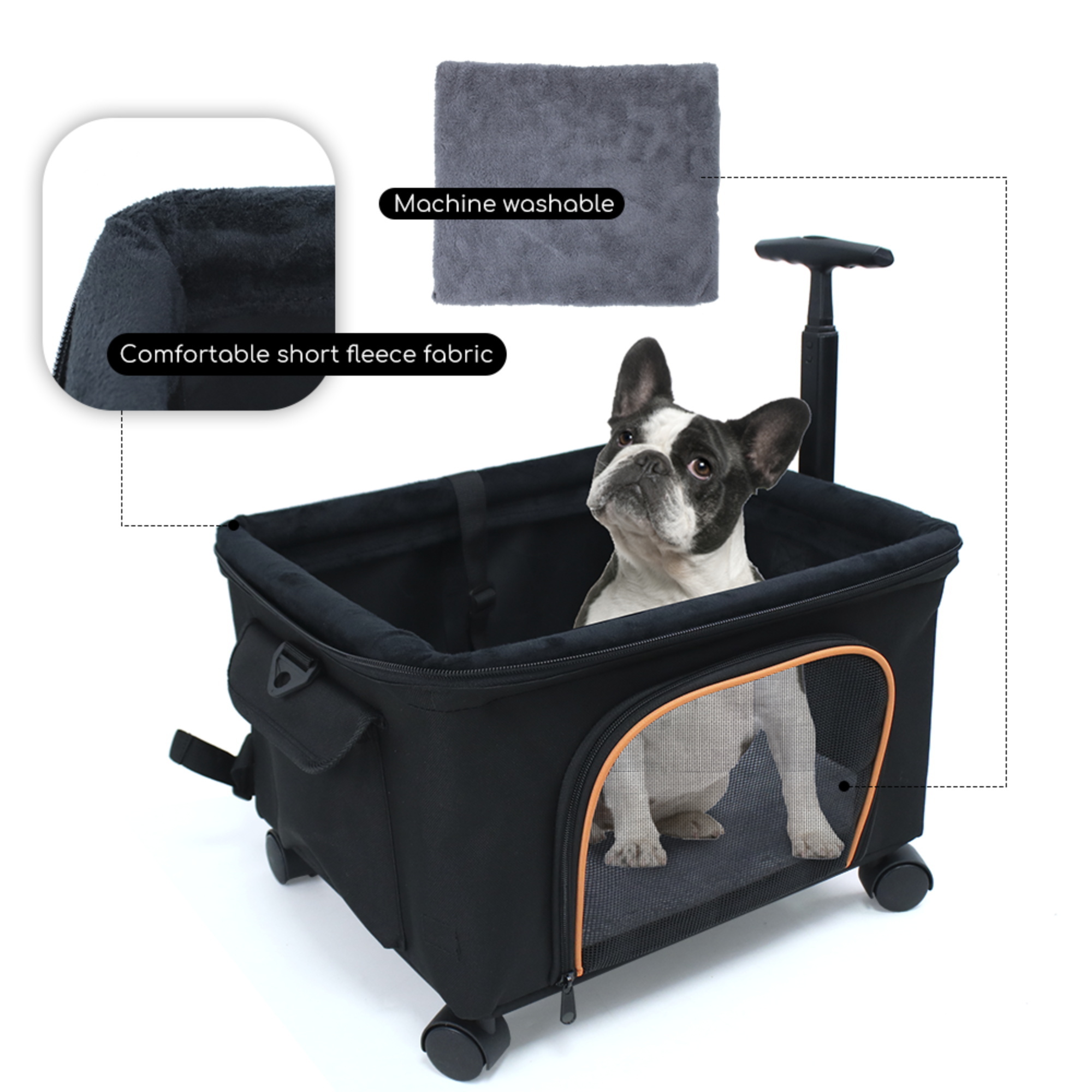 Pet dog Expandable Two Sided Expandable Rolling Cats Extra Spacious Soft Lined pet Carrier bag carrier with Wheels