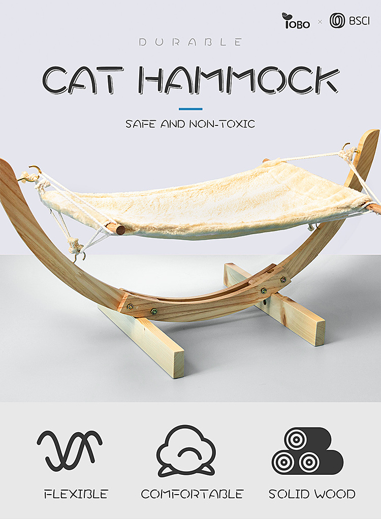 Wooden Polyester Pet Furniture Cat Swing Bed Cat Hammock Bed Soft pet carrier