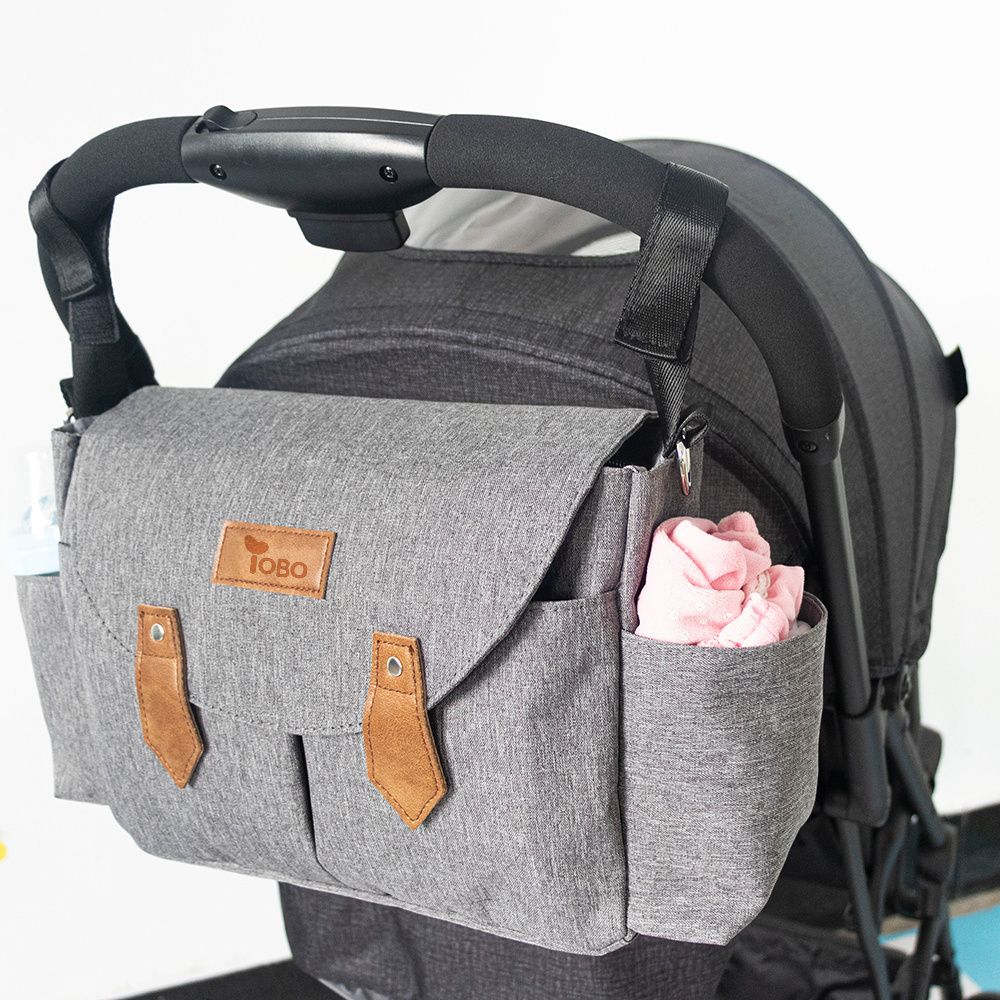 Oxford Large Capacity travel storage bag baby stroller organizer with Hanging cup holder