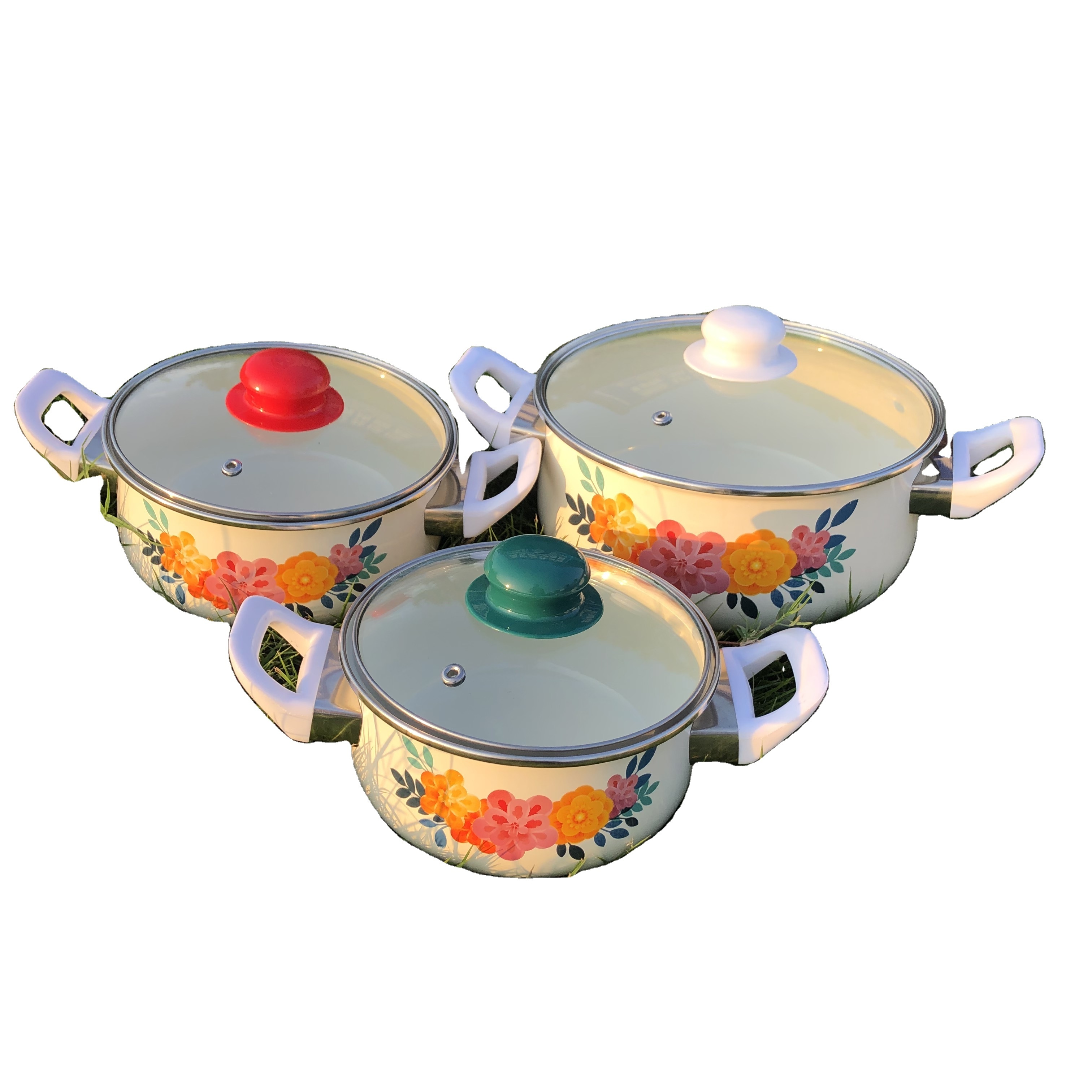 Set de Ollas Esmaltadas x 6 Enamel Casserole Sets 155DG Cookware Ollas de Peltre Emaye Enamel saucepan Pot