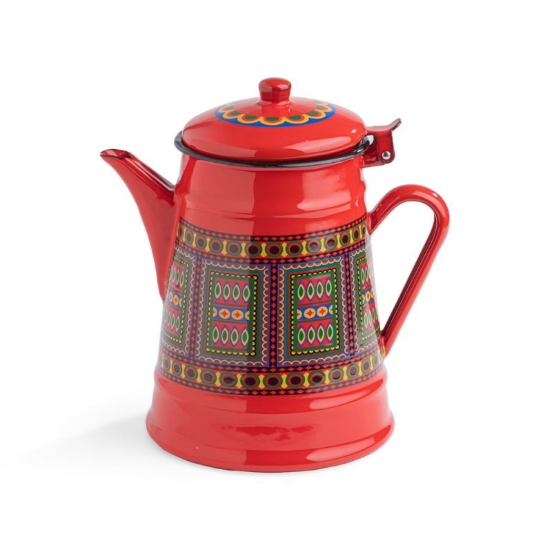 2L 2.5L 3L 4L Red Enamel Kettle table Tea Pot Arabic Coffee Emaille Kaffeekanne Enamel Tea Water Kettle  Antique Clock Kettle