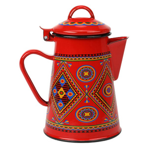 Teapot Enamel Coffee Pot 0.8L 1.2L 1.8L 2.4L Water Used for Coffee Tea Milk Oil Induction Cooker Gas Stove Red Enamel Kettle