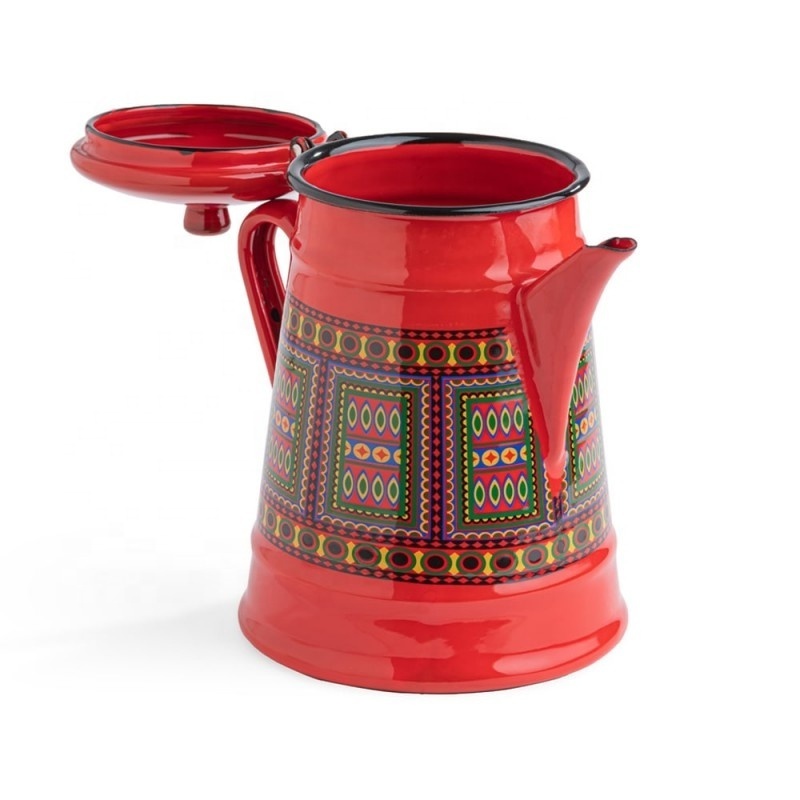 2L 2.5L 3L 4L Red Enamel Kettle table Tea Pot Arabic Coffee Emaille Kaffeekanne Enamel Tea Water Kettle  Antique Clock Kettle