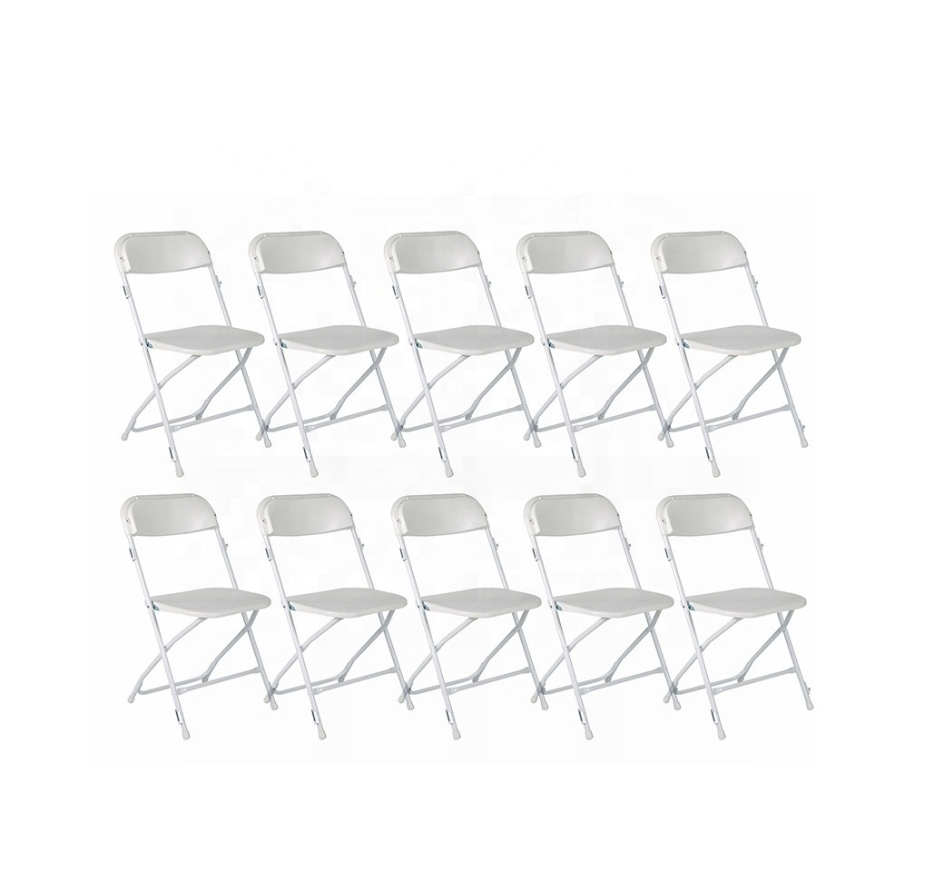 Wholesale 10-pack Cheap Modern Portable Colorful Garden Outdoor foldable Metal white Plastic Folding Chairs for events wedding