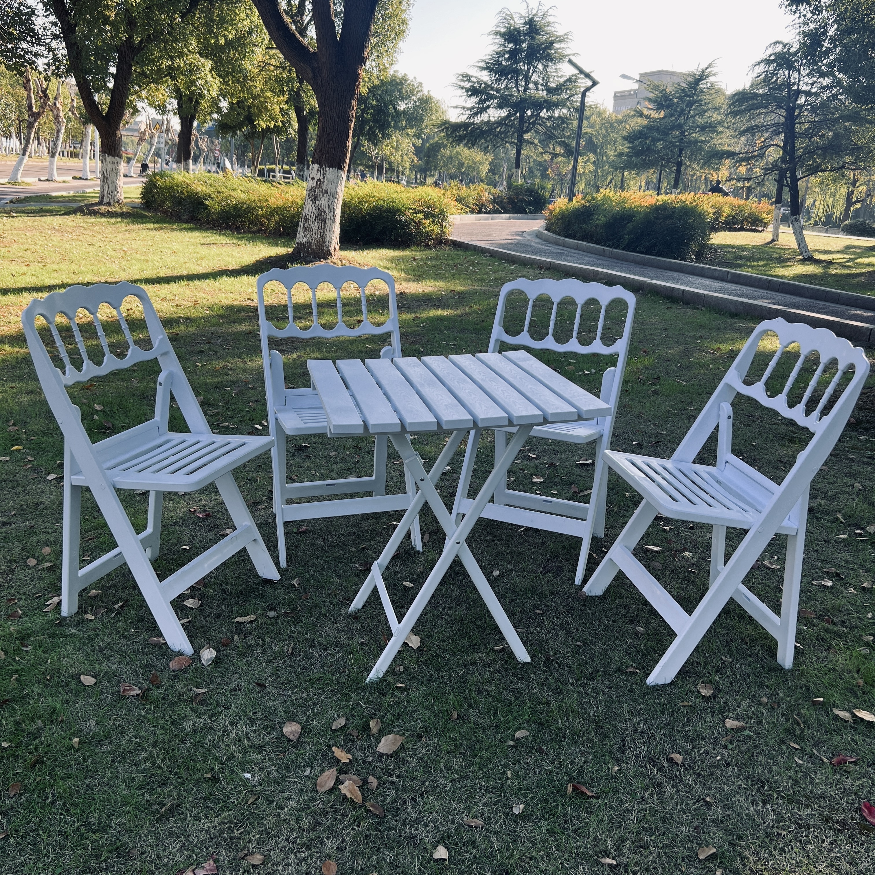 wholesale Garden Dining Set Furniture Outdoor Table and Chair Furniture plastic foldable Table and Chairs Set for events