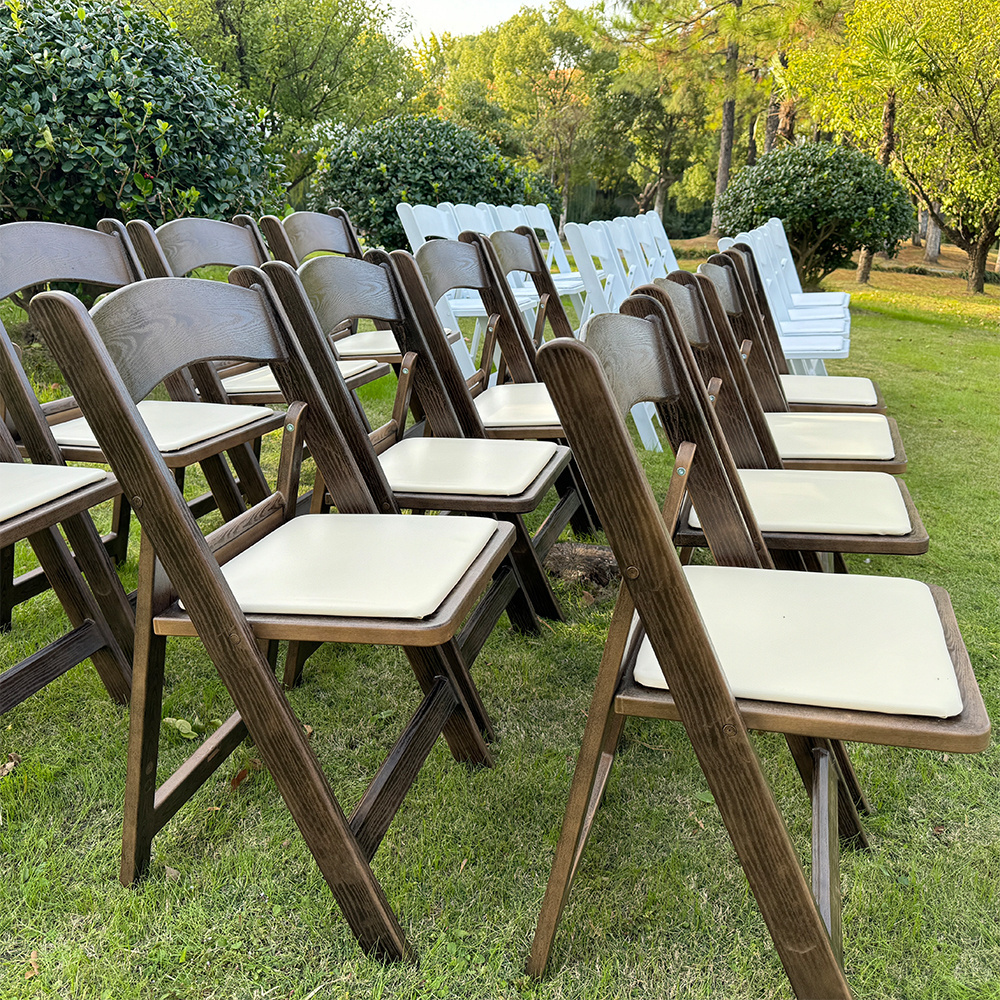 Outdoor Furniture walnut wood grain Folding Chair with Custom Logo Foldable Chairs for Events Portable Foldable chair for garden