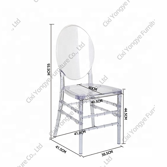 Hot Sell Crystal Clear Plastic Polycarbonate Tiffany Resin French Louis Chair Chivari Event Rental Acrylic Ghost Chairs Wedding