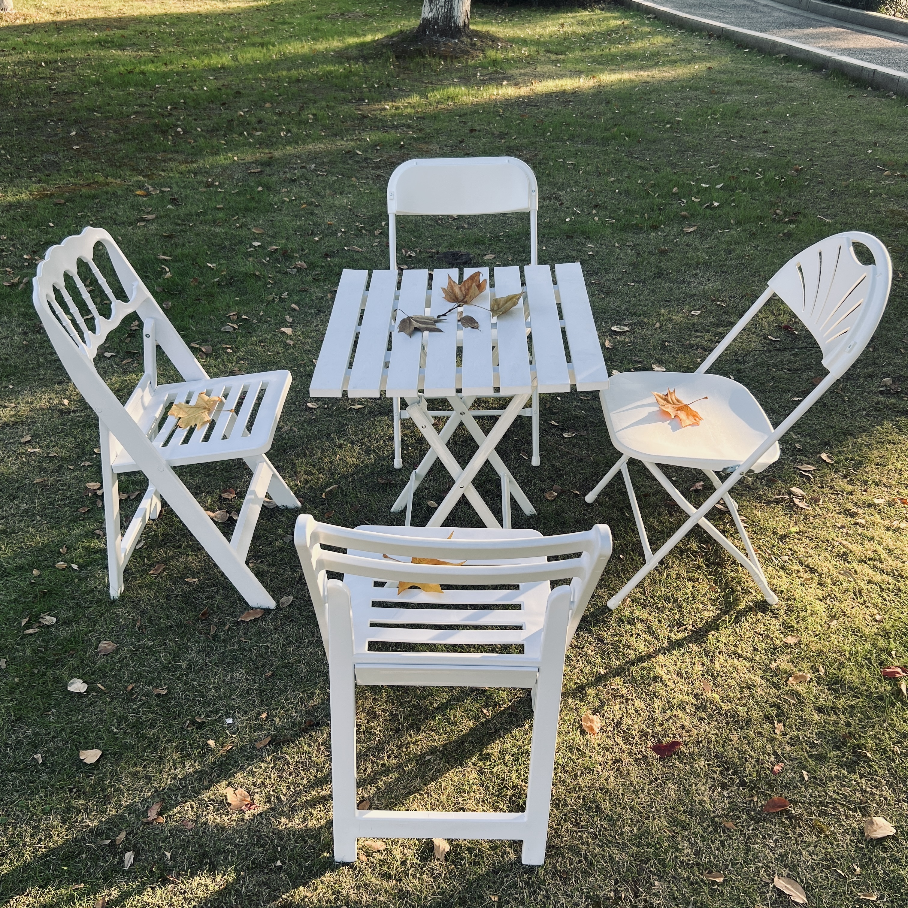 wholesale Garden Dining Set Furniture Outdoor Table and Chair Furniture plastic foldable Table and Chairs Set for events