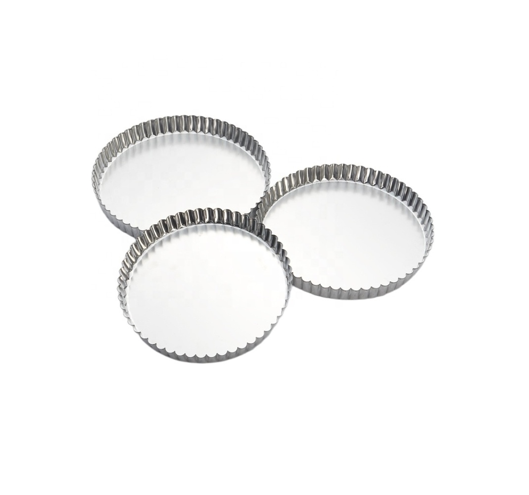 23cm Tin Plated Steel Round Fluted Tart Mold Quiche Pans Flan Tin Pastry Baking Mold for Quiches Tarts Flans