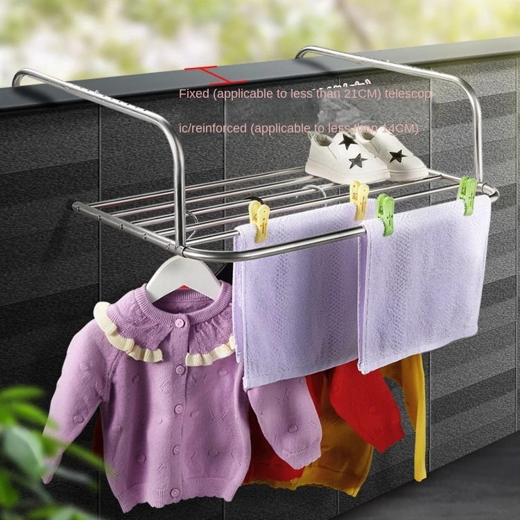 Stainless Steel Adjustable Balcony Drying Shoe Rack Folding Window Diaper Drying Rack Laundry Clothes Dryer Towel Storage Rack