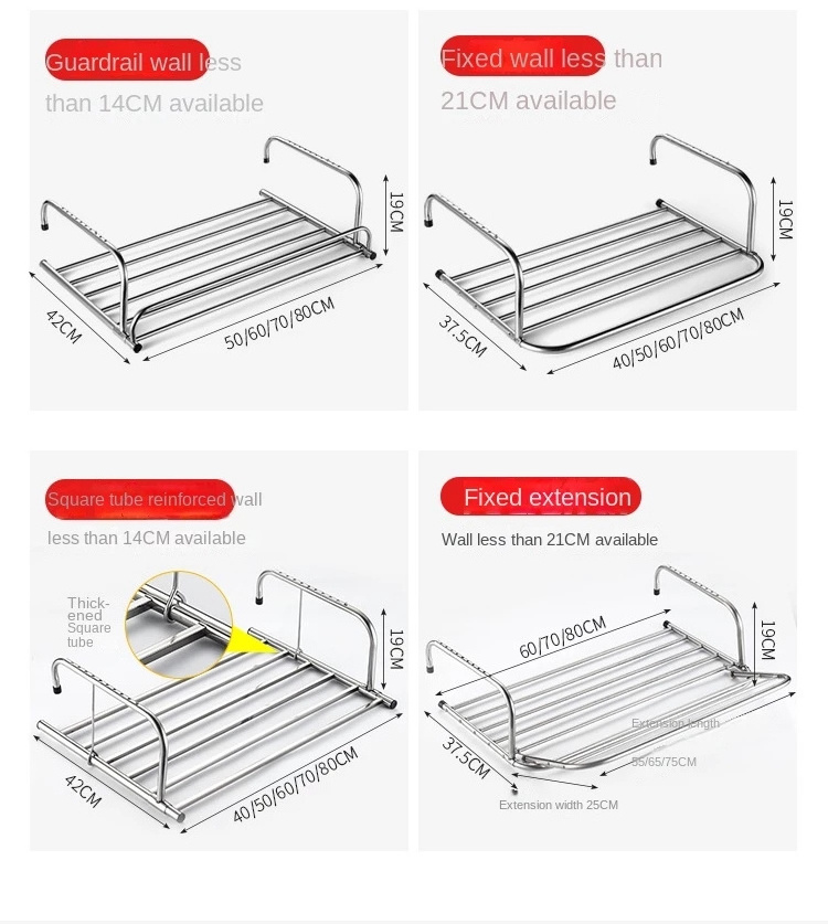 Stainless Steel Adjustable Balcony Drying Shoe Rack Folding Window Diaper Drying Rack Laundry Clothes Dryer Towel Storage Rack