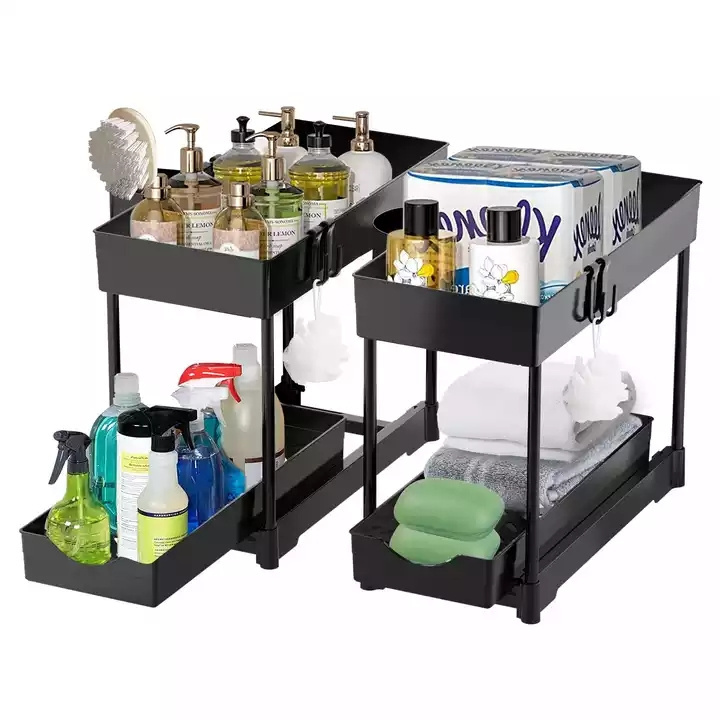 2 Tier Under Sink Organizers and Storage Bathroom Shelf Organizer Rack