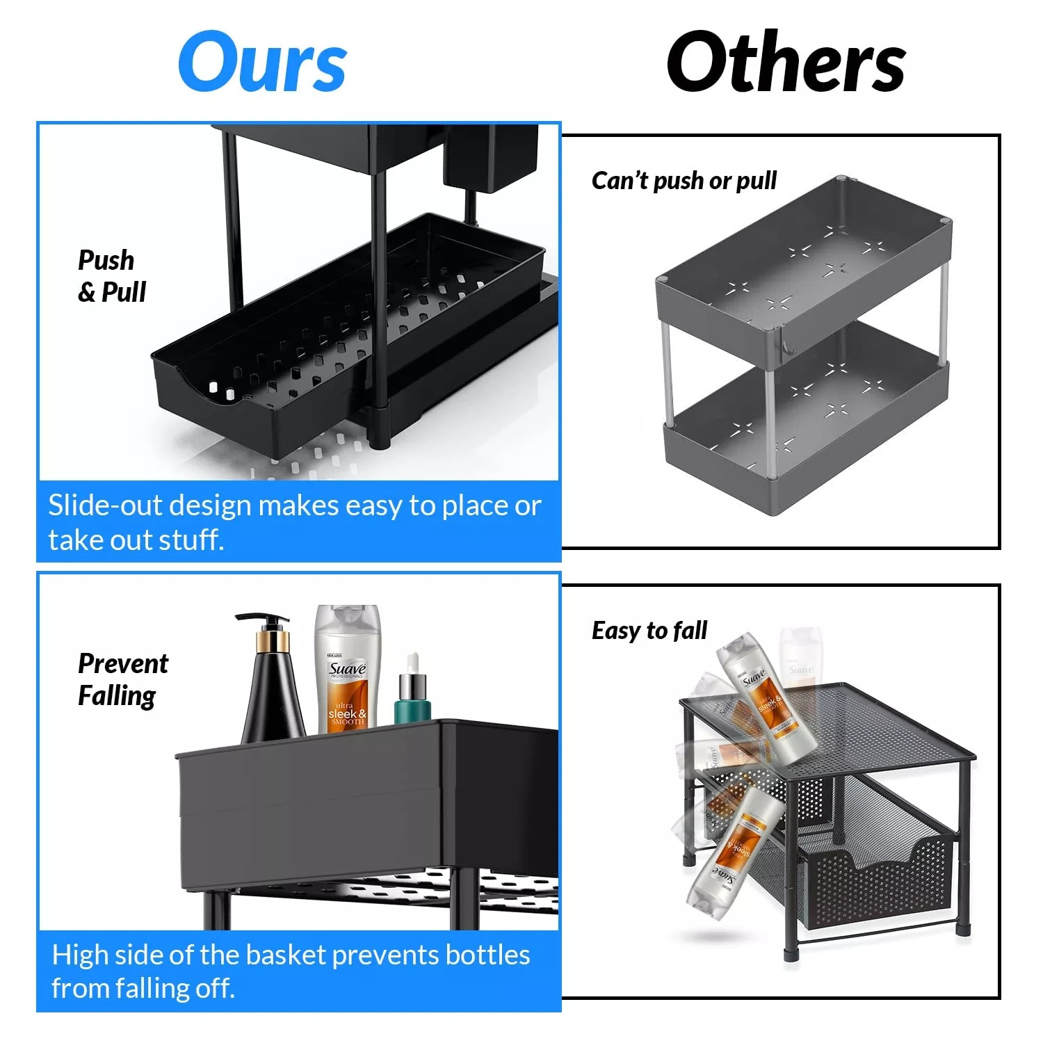 2 Tier Under Sink Organizers and Storage Bathroom Shelf Organizer Rack