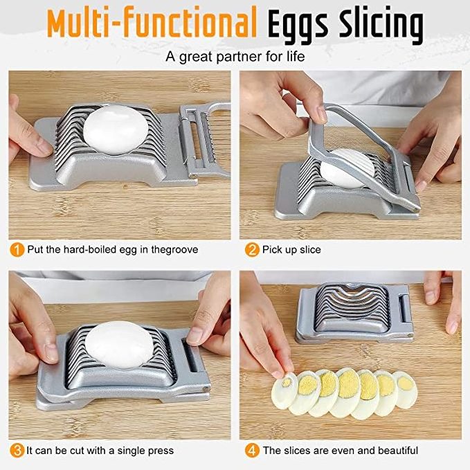 Stainless Steel Wire Egg Slicer, Heavy Duty Aluminium Egg Cutter Dishwasher Safe