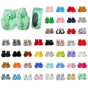 Teddy bear slippers women 2022 new arrivals animal one size fits all plush house female bear slippers