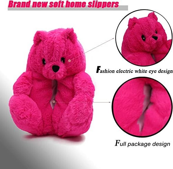 Teddy bear slippers women 2022 new arrivals animal one size fits all plush house female bear slippers