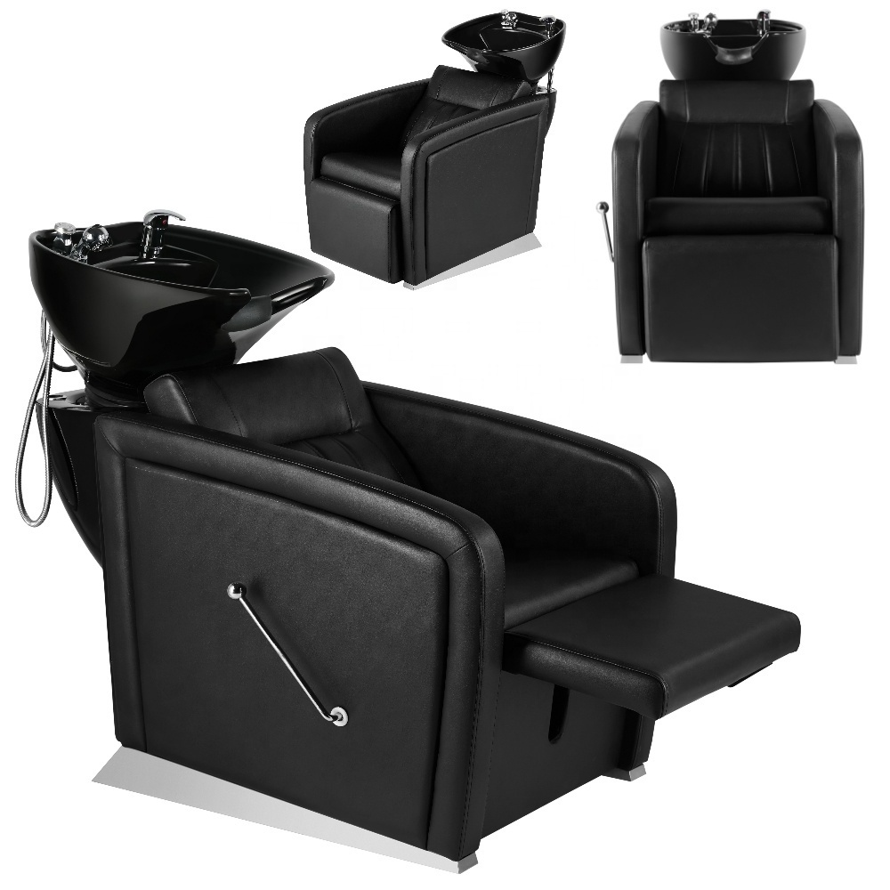 New shampoo chair hair salon with ceramic basin Adjustable massage shampoo chair Barber shampoo bowls sink and chairs